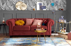 Pohovka Chesterfield, červená látka