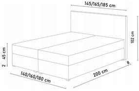 Čalúnená posteľ boxspring LEMON, 160x200, itaka 14/modrá