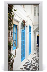 Fototapeta samolepiace na dvere gréckej uličky 85x205 cm
