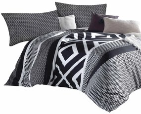 SATÉNOVÉ POSTEĽNÉ OBLIEČKY GORDION BLACK EXCLUSIVE 160X220 CM, 2 KS 70X80 CM VZOROVANÉ