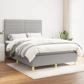 Boxspring posteľ s matracom bledosivý 140x190 cm látka 3142409