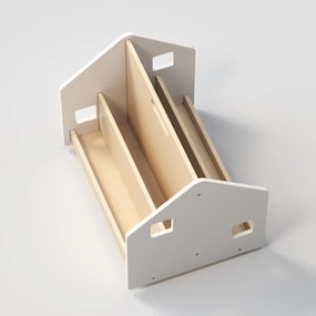 Obojstranná knihovnička na kolieskach – biela