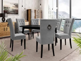 Rozkladací stôl 140x80 so 6 stoličkami ST67, Farby: čierny, Potah: Magic Velvet 2217