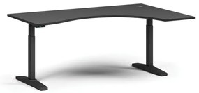 Výškovo nastaviteľný stôl, elektrický, 675-1325 mm, ergonomický pravý, doska 1800x1200 mm, čierna podnož, grafit
