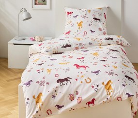 Detská posteľná bielizeň z renforcé, koníky, štandardná veľkosť