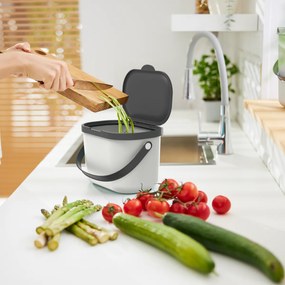 Rotho 2. akosť - Závesný odpadkový kôš na dvierka, 3,2l MINI-ALBULA, biela/antracit
