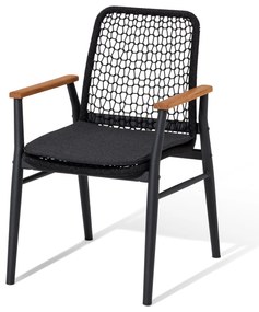 Jedálenská stolička s tíkovými opierkami rúk a textilným výpletom