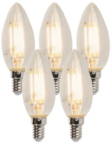 Sada 5 stmievateľných LED sviečkových žiaroviek E14 B35 5W 380lm 2700K