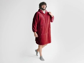 XPOSE® Mikroplyšová mikinová deka s barančekom - vínová