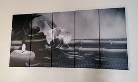 5-dielny obraz Feng Shui zátišie v čiernobielom prevedení - 100x50