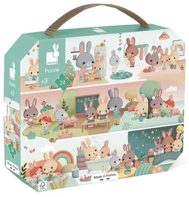 Puzzle pre deti Môj deň Janod v kufríku 24 ks od 3 rokov