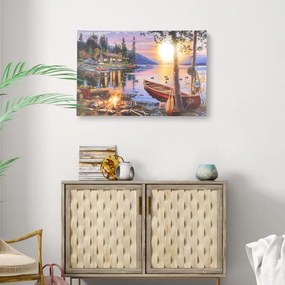 Nástenná maľba Západ slnka Kanada, 4 LED diódy, 40 x 60 cm
