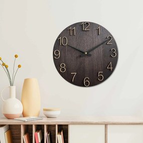 SENTOP | Luxusné drevené nástenné hodiny Wenge s 3D číslicami | SENTOP MAS016-OSMO-3169-heads-black analógové