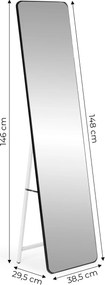 Voľne stojace zrkadlo DUO 148 cm čierne