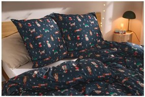 Livarno home Posteľná vianočná bielizeň z mikrovlákna, 200 x 220 cm (navy modrá)  (100396369)
