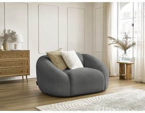Sivé kreslo z textílie bouclé Tina – Bobochic Paris