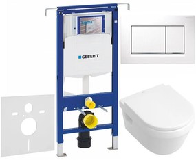 GEBERIT Duofix Special súprava 5v1 - inštalačný modul, závesné WC DirectFlush a Softclose sedátko VILLEROY &amp; BOCH Architectura, tlačítko Sigma30, 115.883.KJ.1 - biela/lesklý chróm/biela, 111.355.00.5 NB5