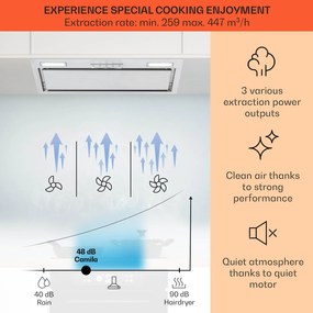 Klarstein Camila, vstavaný digestor, 70 cm, 397 m³/h, LED, dotyková plocha, nehrdzavejúca oceľ