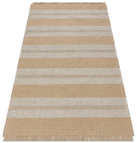 Koberec JUTE 3734 béž / sivý pásy so strapcami