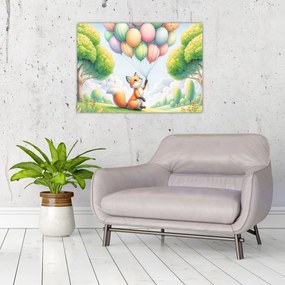 Sklenený obraz – Šťastná líška (70x50 cm)