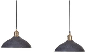 Závesná lampa s 2 tienidlami z mangového dreva čierna CHEYYAR Beliani