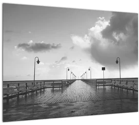 Sklenený obraz - Promenáda pri pobreží (70x50 cm)