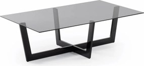 Čierny konferenčný stolík so sklenenou doskou 70x120 cm Plam – Kave Home