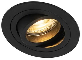 Sada 6 moderných zapustených bodových svetiel čierna - Rondoo