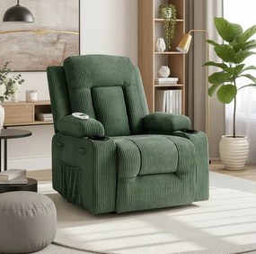 Masážne kreslo BOX Green Corduroy