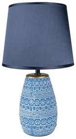 Modrá stolná lampa s keramickou základňou Etnie - Ø 20*35 cm E27/max 1*60W