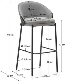 EAMY barová stolička Sivá - čierna