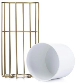 KOVOVÝ KVETINÁČ SO STOJANOM GLAM 42X20 CM BIELA/ZLATÁ