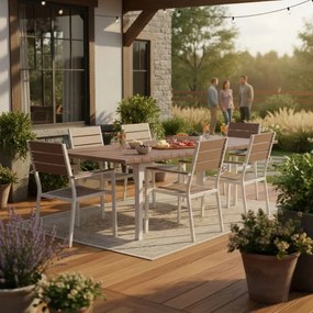 Veľký rozkladací záhradný stôl 180–240 cm pre 12 osôb béžová