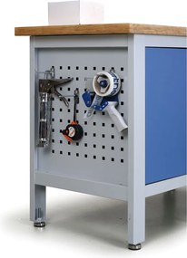 Pracovný stôl do dielne G6, 2 zásuvky, 2 skrinky, 1 polica, 1690 x 600 x 860 - 900 mm, modrá