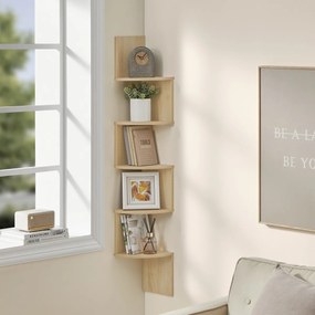Nástenná rohová polica ESTANTE, 5 políc v dekore dub artisan, 126x20cm