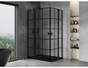 Mexen, Mexen Mist Duo výklopný sprchový kút 110 x 90 cm, čierna mriežka - 8A4-110L-090P-70-77