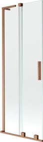 Mexen Velar L, 2-krídlová posuvná vaňová zástena 75 x 150 cm, 8mm číre sklo, medená matná, 896-075-003-01-65