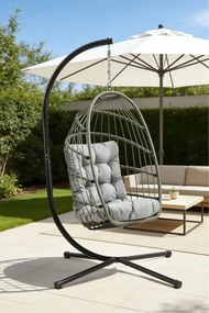 Skládací závěsné houpací křeslo Houseland Malta šedé