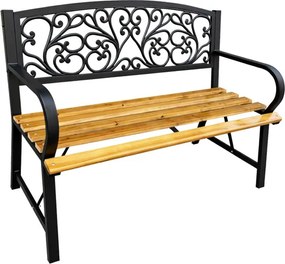 Lean Záhradná drevená lavička s kovovým rámom – 2 miestna