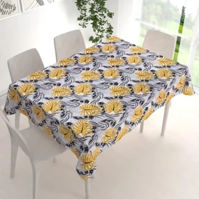 Biante Bavlnený obdĺžnikový obrus Sandra SA-177 Okrové a sivé tropické listy 140x200 cm