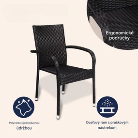 InternetovaZahrada Ratanové stoličky Comfort 4 ks - čierna