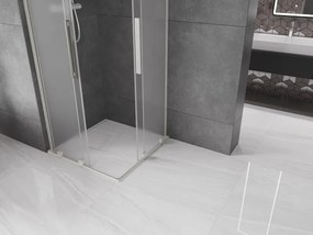 Mexen Velar L Duo, sprchový kút s posuvnými dverami 90 x 90 cm, 8mm sklo námraza, brúsená oceľ, 871-090-090-02-33-97