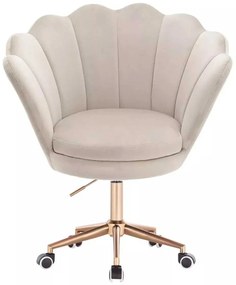 LuxuryForm DESIGN Kreslo FREY VELUR na zlatej podstave s kolieskami - latte