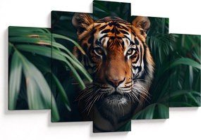 Obraz - Portrét tigra v džungli (150x105 cm)