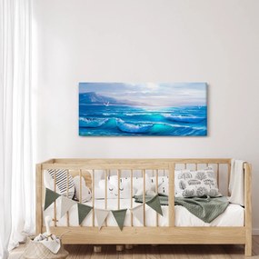 Obraz - Olejomaľba mora s čajkami (120x50 cm)
