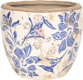 Okrasný kvetináč s modrými kvetmi - Ø 18 * 17 cm