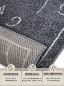 Hanse Home, Detský koberček Adventures 105949 Darkgrey, 120x170, šedá, detská izba