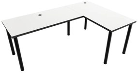 Počítačový rohový stôl LOOK N, 200/135x73-76x65, biela/čierne nohy, pravý
