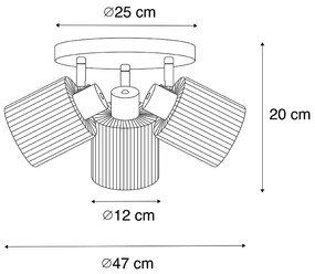 Stropné bodové svetlo zlaté so sklom 3-žiarovkové nastaviteľné okrúhle - Laura