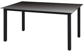 vidaXL Záhradný stôl, čierny 150x90x74 cm, hliník a sklo
